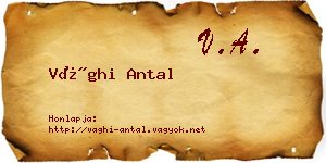 Vághi Antal névjegykártya